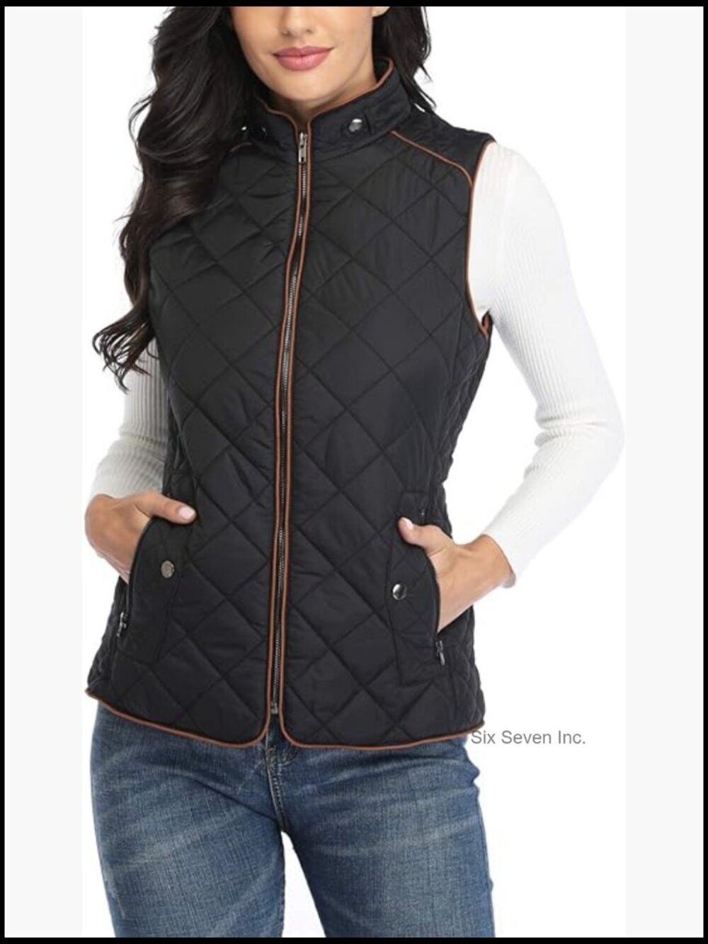 Women's Quilted Zip Up Padded Vest Lightweight Sleeveless Winter Outwear